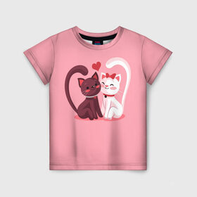 Детская футболка 3D с принтом Happy Valentines Day в Петрозаводске, 100% гипоаллергенный полиэфир | прямой крой, круглый вырез горловины, длина до линии бедер, чуть спущенное плечо, ткань немного тянется | Тематика изображения на принте: angel | cat | cats | cupid | day | happy | heart | love | rose | valentine | valentines | ангел | валентин | валентина | валентинка | день | кошки | купидон | любовь | святого | святой | сердце