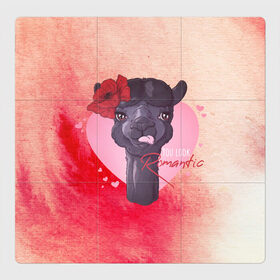 Магнитный плакат 3Х3 с принтом Lama love в Петрозаводске, Полимерный материал с магнитным слоем | 9 деталей размером 9*9 см | 14 февраля | love | the 14th of february | valentine | день влюбленных | любовь | пара | святой валентин