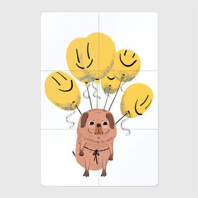 Магнитный плакат 2Х3 с принтом Понурый пес в Петрозаводске, Полимерный материал с магнитным слоем | 6 деталей размером 9*9 см | веселый | желтый | мем | мопс | пес | прикольный | собака