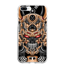 Чехол для iPhone 7Plus/8 Plus матовый с принтом CyberSkull в Петрозаводске, Силикон | Область печати: задняя сторона чехла, без боковых панелей | Тематика изображения на принте: cyberpunk | evil | head | mask | mechanical | rage | robot | skull | арт | гнев | голова | демон | дьявол | злой | киберпанк | маска | механический | монстр | робот | рога | самурай | череп