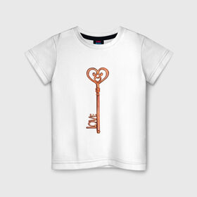 Детская футболка хлопок с принтом Ключ от твоего сердца в Петрозаводске, 100% хлопок | круглый вырез горловины, полуприлегающий силуэт, длина до линии бедер | замок | ключик | любовь | парные | сердце | февраль