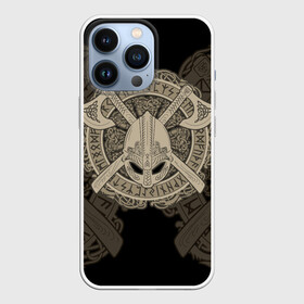 Чехол для iPhone 13 Pro с принтом Воин в Петрозаводске,  |  | axes | braid | celtic | coat of arms | helmet | ornament | pattern | scandinavian | warrior | воин | герб | кельтский | орнамент | плетенка | скандинавский | топоры | узор | шлем