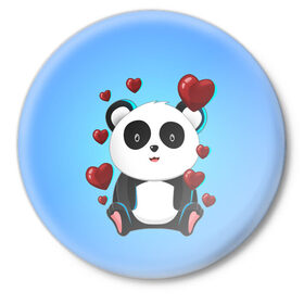 Значок с принтом Панда в Петрозаводске,  металл | круглая форма, металлическая застежка в виде булавки | day | heart | love | panda | romantic | valentine | valentines | амур | валентина | влюбленные | влюбленных | всех | день | купидон | любовь | романтика | романтичность | святого | сердечки | сердечко | сердце