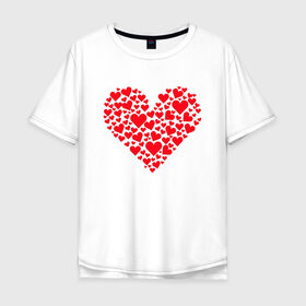 Мужская футболка хлопок Oversize с принтом Сердечки в Петрозаводске, 100% хлопок | свободный крой, круглый ворот, “спинка” длиннее передней части | day | heart | koala | love | romantic | valentine | valentines | амур | валентина | влюбленные | влюбленных | всех | день | коала | купидон | любовь | романтика | романтичность | святого | сердечки | сердечко | сердце
