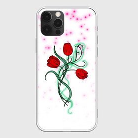 Чехол для iPhone 12 Pro Max с принтом Весенний вальс в Петрозаводске, Силикон |  | 8 марта | love | tulips | алые | бабушка | букет | бутоны | весна | девушке | дочь | жена | женщинам | красные цветы | лепестки | лето | листья | лучшая | любимая | любовь | мама | подарок | природа