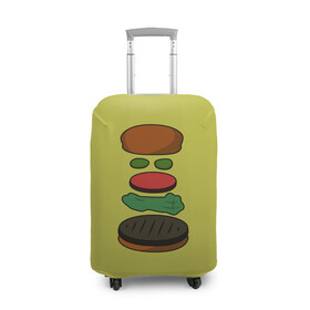 Чехол для чемодана 3D с принтом Бургер в разборе в Петрозаводске, 86% полиэфир, 14% спандекс | двустороннее нанесение принта, прорези для ручек и колес | fastfood | food | pattern | бургер | бургер кинг | гамбургер | еда | макдональдс | паттерн | фастфуд