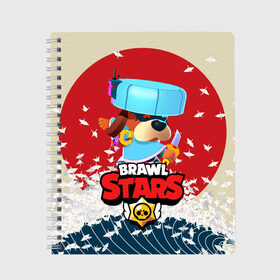 Тетрадь с принтом Brawl Stars - Ronin Ruffs в Петрозаводске, 100% бумага | 48 листов, плотность листов — 60 г/м2, плотность картонной обложки — 250 г/м2. Листы скреплены сбоку удобной пружинной спиралью. Уголки страниц и обложки скругленные. Цвет линий — светло-серый
 | brawl | brawl ruffs | brawl stars | brawl stars ronin ruffs | brawler | colonel ruffs | leon | new brawler | ronin ruffs | ruffs | ruffus | starrforce | бравл | бравл собака | бравл старс | бравлер | гавс | генерал гавс | леон | ронин 