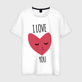 Мужская футболка хлопок с принтом Любовь в Петрозаводске, 100% хлопок | прямой крой, круглый вырез горловины, длина до линии бедер, слегка спущенное плечо. | любовь | минимализм | поцелуй | рисунок | сердце | слова