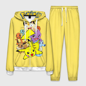 Мужской костюм 3D с принтом Pokemon-Pikachu в Петрозаводске, 100% полиэстер | Манжеты и пояс оформлены тканевой резинкой, двухслойный капюшон со шнурком для регулировки, карманы спереди | pikachu | pikapika | pokemon | аниме | мяут | пикачу | покемоны