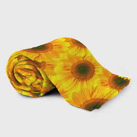 Плед 3D с принтом Принт подсолнухи желтый в Петрозаводске, 100% полиэстер | закругленные углы, все края обработаны. Ткань не мнется и не растягивается | желтый | лето | подсолнухи | солнце | цветение | цветы