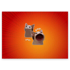 Поздравительная открытка с принтом Cat Pop (Мем) в Петрозаводске, 100% бумага | плотность бумаги 280 г/м2, матовая, на обратной стороне линовка и место для марки
 | Тематика изображения на принте: art | cat | mem | meme | memes | music | pop | retro | style | арт | буп | кот | котенок | котик | котэ | мем | мемы | музыка | ретро