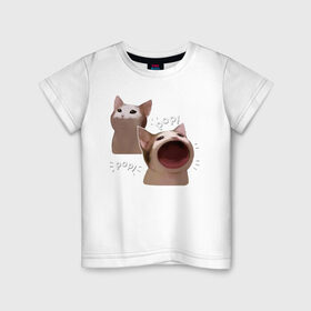 Детская футболка хлопок с принтом Cat Pop - Мем в Петрозаводске, 100% хлопок | круглый вырез горловины, полуприлегающий силуэт, длина до линии бедер | art | cat | mem | meme | memes | music | pop | retro | style | арт | буп | кот | котенок | котик | котэ | мем | мемы | музыка | ретро