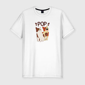 Мужская футболка хлопок Slim с принтом Pop Cat в Петрозаводске, 92% хлопок, 8% лайкра | приталенный силуэт, круглый вырез ворота, длина до линии бедра, короткий рукав | art | cat | dj | goer | musician | party | pop | singer | арт | буп | диджей | кот | кошка | музыкант | певец | поп | тусовщик