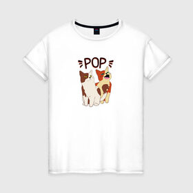 Женская футболка хлопок с принтом Pop Cat в Петрозаводске, 100% хлопок | прямой крой, круглый вырез горловины, длина до линии бедер, слегка спущенное плечо | art | cat | dj | goer | musician | party | pop | singer | арт | буп | диджей | кот | кошка | музыкант | певец | поп | тусовщик
