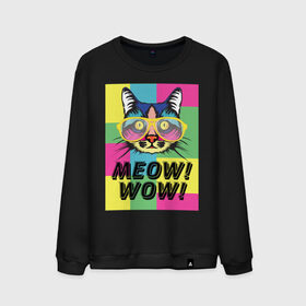 Мужской свитшот хлопок с принтом Pop Cat | Meow Wow! в Петрозаводске, 100% хлопок |  | cat | kitty | meow | popcat | wow | кот | кошка | мяв | мяу | поп кет | поп кошка