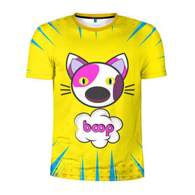 Мужская футболка 3D спортивная с принтом PoP CaT BooP в Петрозаводске, 100% полиэстер с улучшенными характеристиками | приталенный силуэт, круглая горловина, широкие плечи, сужается к линии бедра | boom | meme | pop art | popping | бум | буп кот | котик | мем | поп арт | ретро | стиль