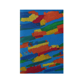 Обложка для паспорта матовая кожа с принтом Разноцветная абстракция в Петрозаводске, натуральная матовая кожа | размер 19,3 х 13,7 см; прозрачные пластиковые крепления | абстракция | картина | масло | полосы | холст | цвет | яркость