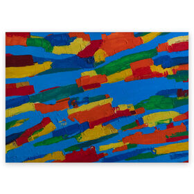 Поздравительная открытка с принтом Разноцветная абстракция в Петрозаводске, 100% бумага | плотность бумаги 280 г/м2, матовая, на обратной стороне линовка и место для марки
 | абстракция | картина | масло | полосы | холст | цвет | яркость