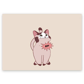 Поздравительная открытка с принтом Pop Cat в Петрозаводске, 100% бумага | плотность бумаги 280 г/м2, матовая, на обратной стороне линовка и место для марки
 | baby | cat meme | kitty | meme | meow | pop cat | буп | взгляд кота | голова кота | детям | животные | звери | киска | кот мем | коты | котята | кошак | кошка | малыш | мемы | мультяшный | мяу | питомец | приколы | пушистый