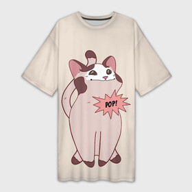 Платье-футболка 3D с принтом Pop Cat в Петрозаводске,  |  | baby | cat meme | kitty | meme | meow | pop cat | буп | взгляд кота | голова кота | детям | животные | звери | киска | кот мем | коты | котята | кошак | кошка | малыш | мемы | мультяшный | мяу | питомец | приколы | пушистый
