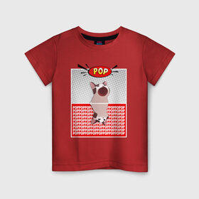 Детская футболка хлопок с принтом ПОП-КОТ в Петрозаводске, 100% хлопок | круглый вырез горловины, полуприлегающий силуэт, длина до линии бедер | cat | mouthed | popping | wide | кот | кот круглый рот | кот мем | кот открывает рот | круглый | мемы | открытый | поп | рот | странный