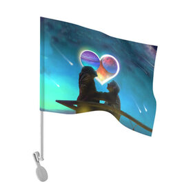 Флаг для автомобиля с принтом Ваня Дмитриенко Венера-Юпитер в Петрозаводске, 100% полиэстер | Размер: 30*21 см | венера юпитер | день всех влюбленных | дмитриенко | сердечко