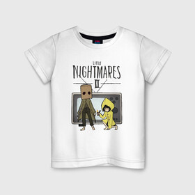 Детская футболка хлопок с принтом Little Nightmares 2 в Петрозаводске, 100% хлопок | круглый вырез горловины, полуприлегающий силуэт, длина до линии бедер | little nightmares | игра | страшилка | страшная игра | ужас | хоррор