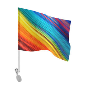 Флаг для автомобиля с принтом цветной мех диагональ в Петрозаводске, 100% полиэстер | Размер: 30*21 см | волокна | геометрия | диагональ | краски | мех | полоски | полосы | радуга | текстура | цвета | яркий
