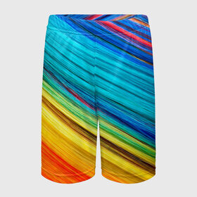 Детские спортивные шорты 3D с принтом цветной мех диагональ в Петрозаводске,  100% полиэстер
 | пояс оформлен широкой мягкой резинкой, ткань тянется
 | волокна | геометрия | диагональ | краски | мех | полоски | полосы | радуга | текстура | цвета | яркий