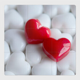 Магнитный плакат 3Х3 с принтом два сердца пара в Петрозаводске, Полимерный материал с магнитным слоем | 9 деталей размером 9*9 см | Тематика изображения на принте: вдвоем | взаимность | вместе | два сердца | любовь | мы | нашлись | пара | сердечки | сердца