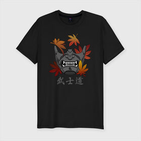 Мужская футболка хлопок Slim с принтом Бусидо в Петрозаводске, 92% хлопок, 8% лайкра | приталенный силуэт, круглый вырез ворота, длина до линии бедра, короткий рукав | budo | bushido | demon | ghost of tsushima | japan | katana | ninja | oni | samurai | shinobi | style | анбу | будо | бусидо | демон | иероглифы | катана | клен | ниндзя | они | призрак цусимы | самурай | тенгу | тэнгу | шиноби | японская м