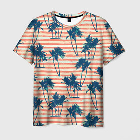 Мужская футболка 3D с принтом Экзотик Паттерн в Петрозаводске, 100% полиэфир | прямой крой, круглый вырез горловины, длина до линии бедер | exotic | palm | pattern | деревья | пальмы | паттерн | полосатый | принт | растения | текстура | тропики | узор | цветы | экзотика