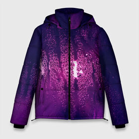 Мужская зимняя куртка 3D с принтом стекло дождь фиолетовый в Петрозаводске, верх — 100% полиэстер; подкладка — 100% полиэстер; утеплитель — 100% полиэстер | длина ниже бедра, свободный силуэт Оверсайз. Есть воротник-стойка, отстегивающийся капюшон и ветрозащитная планка. 

Боковые карманы с листочкой на кнопках и внутренний карман на молнии. | влажный | дождь | запотевшее | капли | лиловый | магия | мистика | мокрый | ночь | потеки | роса | свет | стекло | текстура | фиолетовый | чернильный