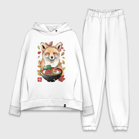 Женский костюм хлопок Oversize с принтом Лиса в Петрозаводске,  |  | cat | cats | fox | foxy | japan | ninja | samurai | tegunvteg | yakuza | еда | лапша | лис | лиса | лисица | ниндзя | самурай | якудза | япония