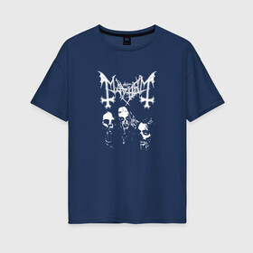 Женская футболка хлопок Oversize с принтом Mayhem в Петрозаводске, 100% хлопок | свободный крой, круглый ворот, спущенный рукав, длина до линии бедер
 | mayhem | блэк метал | зомби | исполнитель | майхем | монстр | музыка | рок | рок группа | чудовище