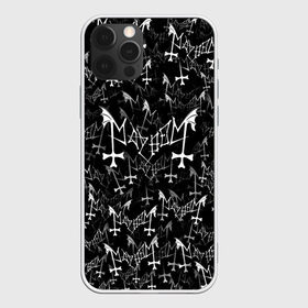 Чехол для iPhone 12 Pro Max с принтом Mayhem в Петрозаводске, Силикон |  | black | death | metal | rock | блэк | майхем | мейхем | метал | паттерн