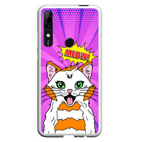 Чехол для Honor P Smart Z с принтом Meow Pop Art Cat в Петрозаводске, Силикон | Область печати: задняя сторона чехла, без боковых панелей | comics | kitty | meow | pop art | pop cat | retro | арт | белый кот | взгляд | глаза | голова кота | животные | киска | комикс | кот | кошак | кошечка | мем | мультяшный | мур мур | мяу | поп арт | прикол | пушистик | ретро