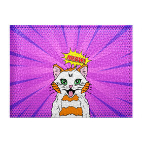 Обложка для студенческого билета с принтом Meow Pop Art Cat в Петрозаводске, натуральная кожа | Размер: 11*8 см; Печать на всей внешней стороне | comics | kitty | meow | pop art | pop cat | retro | арт | белый кот | взгляд | глаза | голова кота | животные | киска | комикс | кот | кошак | кошечка | мем | мультяшный | мур мур | мяу | поп арт | прикол | пушистик | ретро