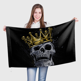Флаг 3D с принтом Король скелетов в Петрозаводске, 100% полиэстер | плотность ткани — 95 г/м2, размер — 67 х 109 см. Принт наносится с одной стороны | классный | кофта | майка итд | модный | новый | футболка | яркий