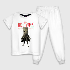 Детская пижама хлопок с принтом Little Nightmares в Петрозаводске, 100% хлопок |  брюки и футболка прямого кроя, без карманов, на брюках мягкая резинка на поясе и по низу штанин
 | Тематика изображения на принте: little nightmares | игра | страшилка | страшная игра | ужас | хоррор