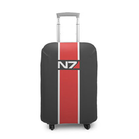 Чехол для чемодана 3D с принтом Mass Effect N7 в Петрозаводске, 86% полиэфир, 14% спандекс | двустороннее нанесение принта, прорези для ручек и колес | n7 | игры | масс эффект | форма