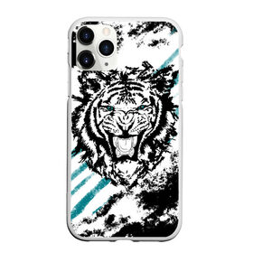 Чехол для iPhone 11 Pro Max матовый с принтом Голубоглазый тигр в Петрозаводске, Силикон |  | абстракция | агрессивный | злой | зубы | клякса | пасть | полоски | полосы | суровый | тигр | чернота