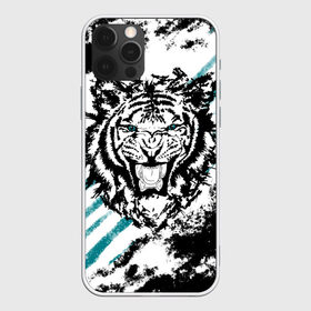Чехол для iPhone 12 Pro Max с принтом Голубоглазый тигр в Петрозаводске, Силикон |  | Тематика изображения на принте: абстракция | агрессивный | злой | зубы | клякса | пасть | полоски | полосы | суровый | тигр | чернота