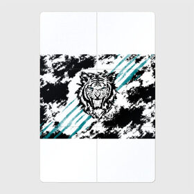 Магнитный плакат 2Х3 с принтом Голубоглазый тигр в Петрозаводске, Полимерный материал с магнитным слоем | 6 деталей размером 9*9 см | абстракция | агрессивный | злой | зубы | клякса | пасть | полоски | полосы | суровый | тигр | чернота