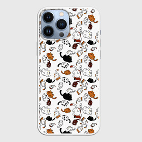 Чехол для iPhone 13 Pro Max с принтом Коты (Паттерн) в Петрозаводске,  |  | animals | beast | eyes | sweet | глаза | животные | забавный | звери | зубы | кот | котенок | кошка | милый | паттерн | прикол | пушистый | пятна | смешной | точки | узор | фигуры | черный