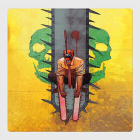 Магнитный плакат 3Х3 с принтом Человек бензопила демон в Петрозаводске, Полимерный материал с магнитным слоем | 9 деталей размером 9*9 см | anime | chainsaw man | manga | аниме | бензопила | демон | желтый | манга | ржавчина | человек бензопила | череп.