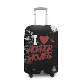 Чехол для чемодана 3D с принтом Любовь к хоррорам в Петрозаводске, 86% полиэфир, 14% спандекс | двустороннее нанесение принта, прорези для ручек и колес | blood | heart | horror | love | quote | scary | vibes | кровь | любовь | надпись | сердце | текст | ужасы | хоррор