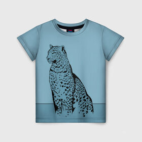 Детская футболка 3D с принтом Леопард в Петрозаводске, 100% гипоаллергенный полиэфир | прямой крой, круглый вырез горловины, длина до линии бедер, чуть спущенное плечо, ткань немного тянется | африка | большая кошка | графика | дикий мир | животное | кошка | персонаж | природа | рисунок | хищник