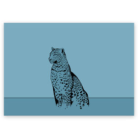 Поздравительная открытка с принтом Леопард в Петрозаводске, 100% бумага | плотность бумаги 280 г/м2, матовая, на обратной стороне линовка и место для марки
 | африка | большая кошка | графика | дикий мир | животное | кошка | персонаж | природа | рисунок | хищник