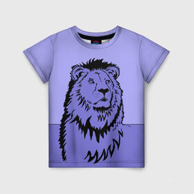 Детская футболка 3D с принтом Царь зверей в Петрозаводске, 100% гипоаллергенный полиэфир | прямой крой, круглый вырез горловины, длина до линии бедер, чуть спущенное плечо, ткань немного тянется | африка | большая кошка | графика | дикий мир | животное | кошка | персонаж | природа | рисунок | хищник | царь зверей